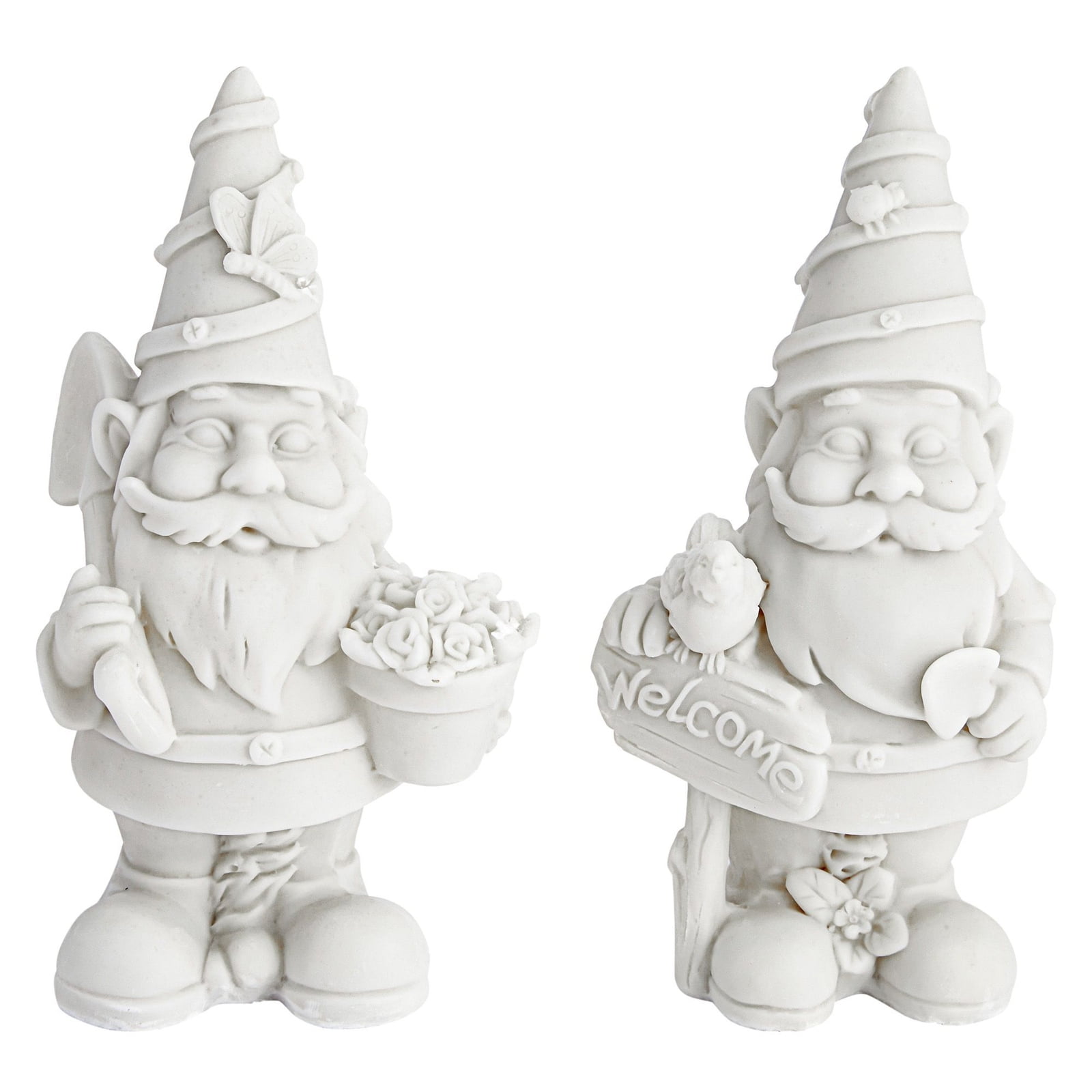 2Pack Mini Paint Your Own Garden Gnome Statues, Blank Ceramics to
