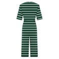 thumbnail image 4 of Edvintorg Striped Jumpsuits for Women Casual Short Sleeve V Neck Back Zipper Wide Leg Jumpsuit with Pocket Summer Beach Vacation Clothes for Women, 4 of 5