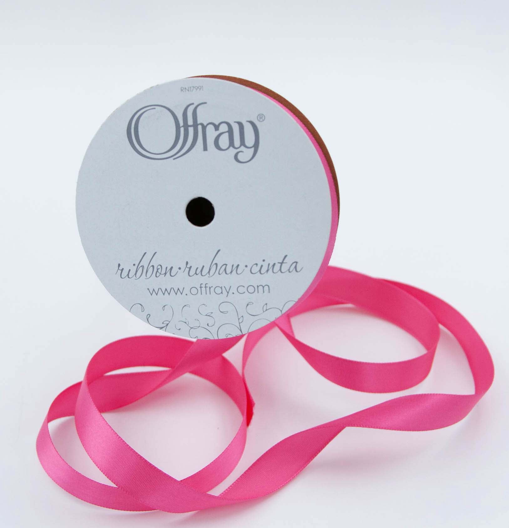 (4 pack) Offray Ribbon, Shocking Pink 5/8 inch Single Face Satin Polyester Ribbon for Sewing, Crafts, and Gifting, 18 feet, 1 Each
