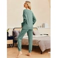 thumbnail image 6 of Ekouaer Womens Pajamas Set Ribbed Knit Long Sleeve Pullover Top Jogger Pants Set 2 Piece Lounge Set Sleepwear Tracksuit, 6 of 14