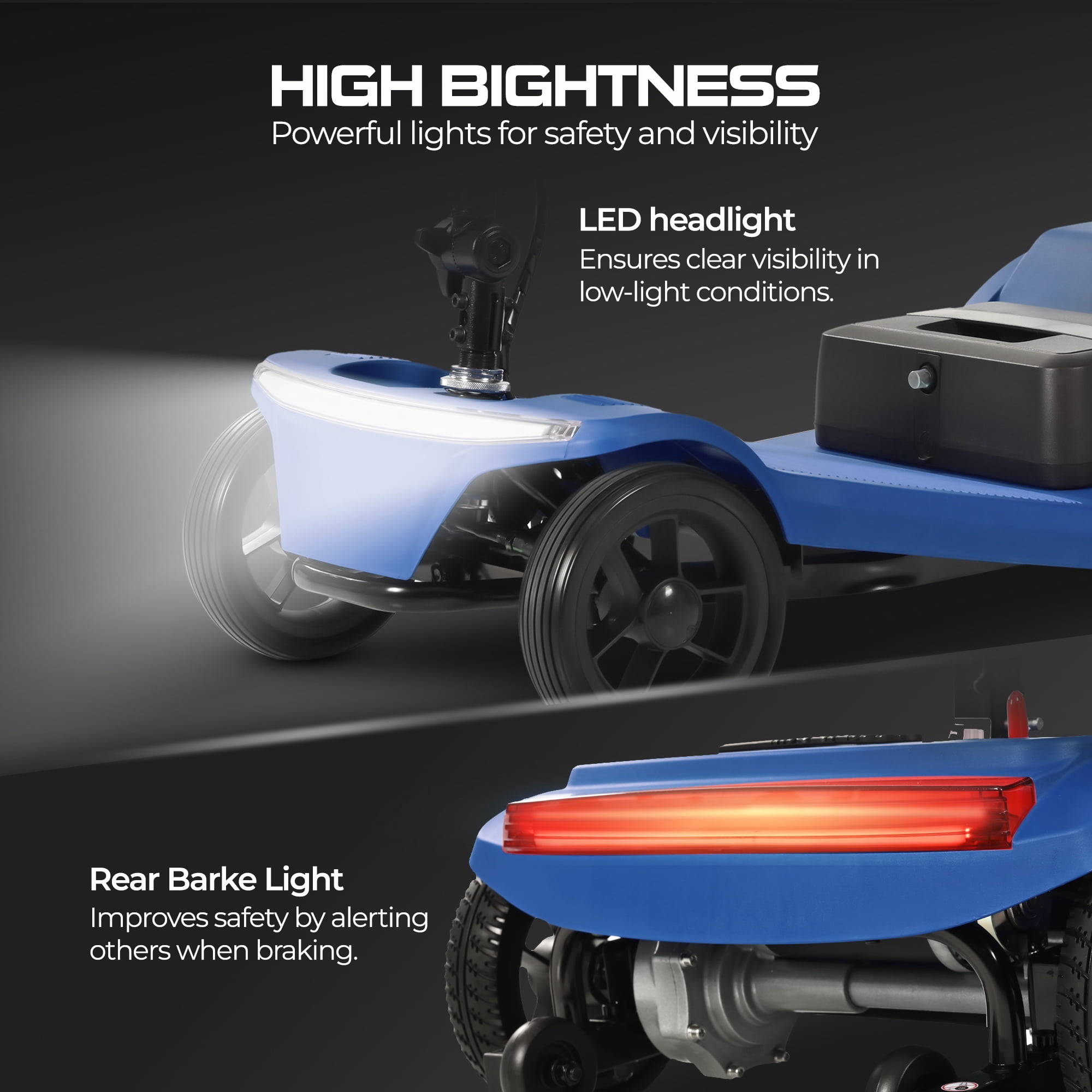 LEGAHOME Compact Mobility Scooter, Electric Powered 4 Wheels Scooter for Seniors, Lightweight Folding Motorized Scooters with LED Headlight, Heavy Duty Elderly Mobility Scooter, Holds 330lb, Blue