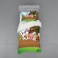 thumbnail image 2 of Ambesonne Cartoon Bedding Set 4 Pcs, Farm Animals Mascots, Queen, Multicolor, 2 of 3