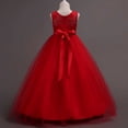 thumbnail image 6 of Makaor Toddler Flower Girl Dress Ball Gown Embroidered Ruched Ball Gown Dress Mesh Sleeveless Birthday Party Dresses Empire Waist Maxi Formal Dresses, 6 of 6