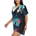 thumbnail image 2 of Fuzoiu Artistic Moon Valley Wolf Print Women's Short-Sleeved Pajama Set,Lounge Sleepwear Set,Womens Pajama Sets 2 Piece,Button-Up Top and Shorts with Pockets-3X-Large, 2 of 7