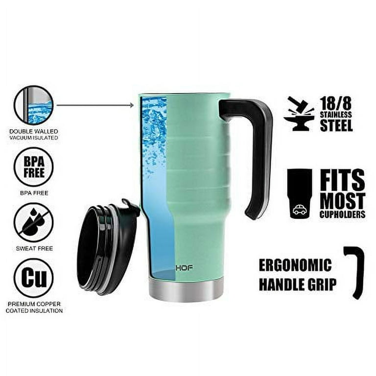 HAUSHOF 24oz Travel Mug with Handle, Stainless Steel with