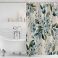 thumbnail image 2 of Polyester Fabric Spring Flowers Shower Curtain, Watercolor Floral Leaves Botanical Beige Waterproof Bathtub Curtain Bathroom Decor Set with Hooks 72 x 96 Inches, 2 of 6