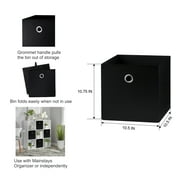 Mainstays Collapsible Fabric Cube Storage Bins (10.5 x 10.5), Rich Black, 4 Pack