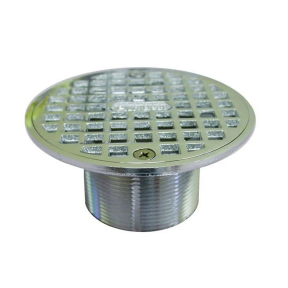 JONES STEPHENS 2" IPS Brass Spud w/4" Dia Cast Strainer-Chrome for Shower Drains