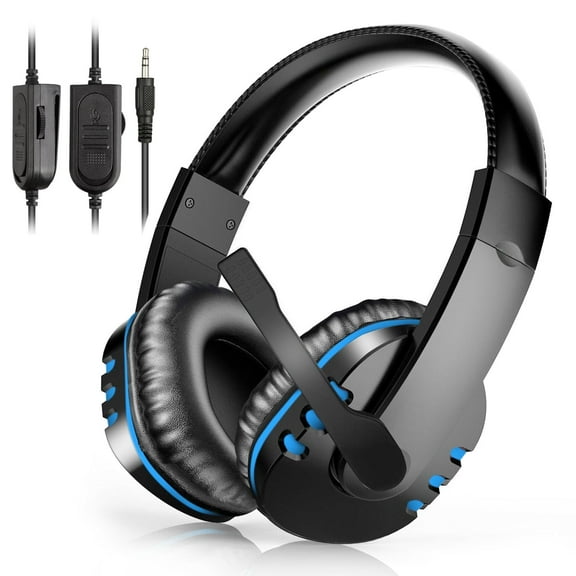 TSV Gaming Headset Fit for PC, PS4, PS5, Xbox One, Nintendo Switch, Gaming Headphones with Microphone Noise Cancelling, Stereo Surround Bass, 3.5mm Over-Ear Wired Headphones for Laptop Desktop Gamer