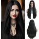 thumbnail image 1 of Yanonmyfd Black Wigs for Women Long Wig with Bangs Natural Straight Wigs Synthetic Hair Heat Resistant Wigs for Daily Party Cosplay Wear, 1 of 38