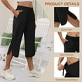 thumbnail image 3 of Xidunhg Women's Capri Pants Wide Leg Plus Size Lightweight Quick Dry Casual Summer Sweatpants Hiking Walking Black L, 3 of 10