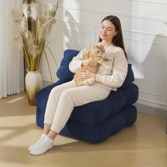 Sofá Cama Plegable – 3 en 1 Individual – Sillón Convertible con Colchón y Almohada – Pana Acanalada 10 mm – Fácil de Plegar – Sala o Dormitorio – Multifunción