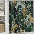 thumbnail image 6 of Orinice &nbsp;Tropical Palm Leaf Shower Curtain Set Gold Abstract Banana Leaf Sage Green Fabric Shower Curtain with Hook Natural Plant Set, 36x72, 6 of 7