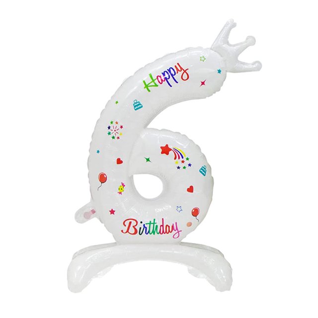 Xingzhi Photo-Worthy White Standing Digital Balloons - Props For Memorable Moments Ball Mouth Comes With Adhesive Can Number 6