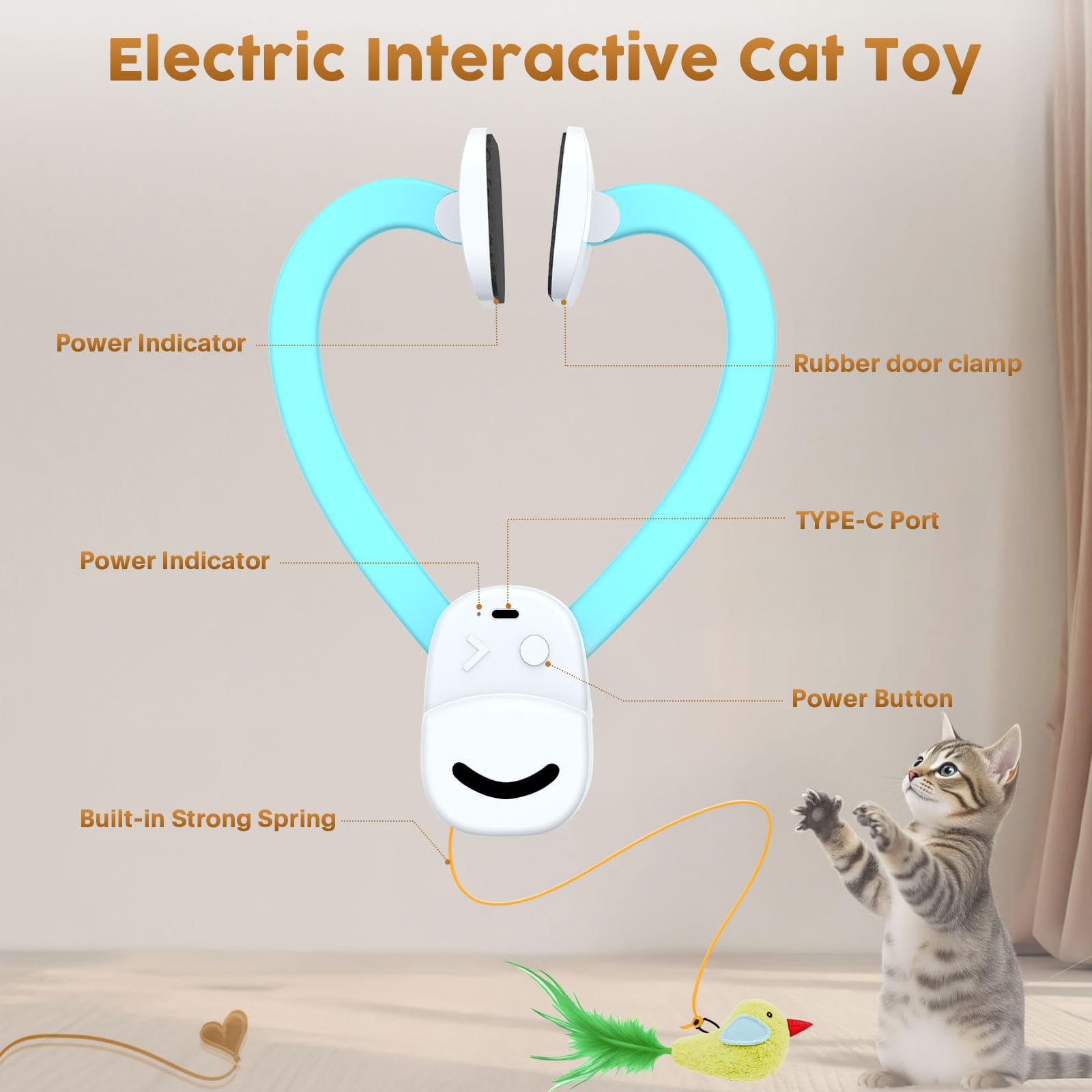Interactive Cat Toys For Indoor Cats: Automatic Flying Bird Wand Chase Exercise Enrichment  Usb Rechargeable Durable Safe Hanging Bored Kittens Adult Multi Households