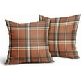 thumbnail image 2 of Fall Grey Orange Plaid Pillow Covers 16x16 Set of 2 Buffalo Tartan Print Autumn Themed Decorative Throw Pillows Outdoor Pillowcase Square Linen Farmhouse Cushion Case Decor for Couch Sofa Bed, 2 of 6