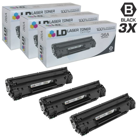 Compatible Replacements for HP CB436A (HP 36A) Set of 3 Black Laser Toner Cartridges Printer LaserJet M1522n MFP M1522nf P1505 P1505n