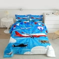 thumbnail image 2 of Homewish Modern Airplane Full Size Comforter Sets,Cartoon Aircraft Bedding Comforter Set,Blue White Red Bedding Sets For Boys Kids,Microfiber Bedroom Decor Reversible,3-Piece, 2 of 8