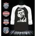 thumbnail image 2 of Shop4Ever Men's John F. Kennedy JFK 1960's President American Icon Raglan Baseball Shirt X-Large Black/White, 2 of 4
