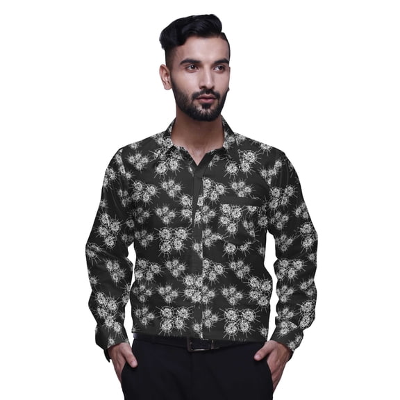 BESTMAN PrintedÂ ShirtsÂ For Men Long Sleeve Button DownÂ Casual Cotton Dress Shirt