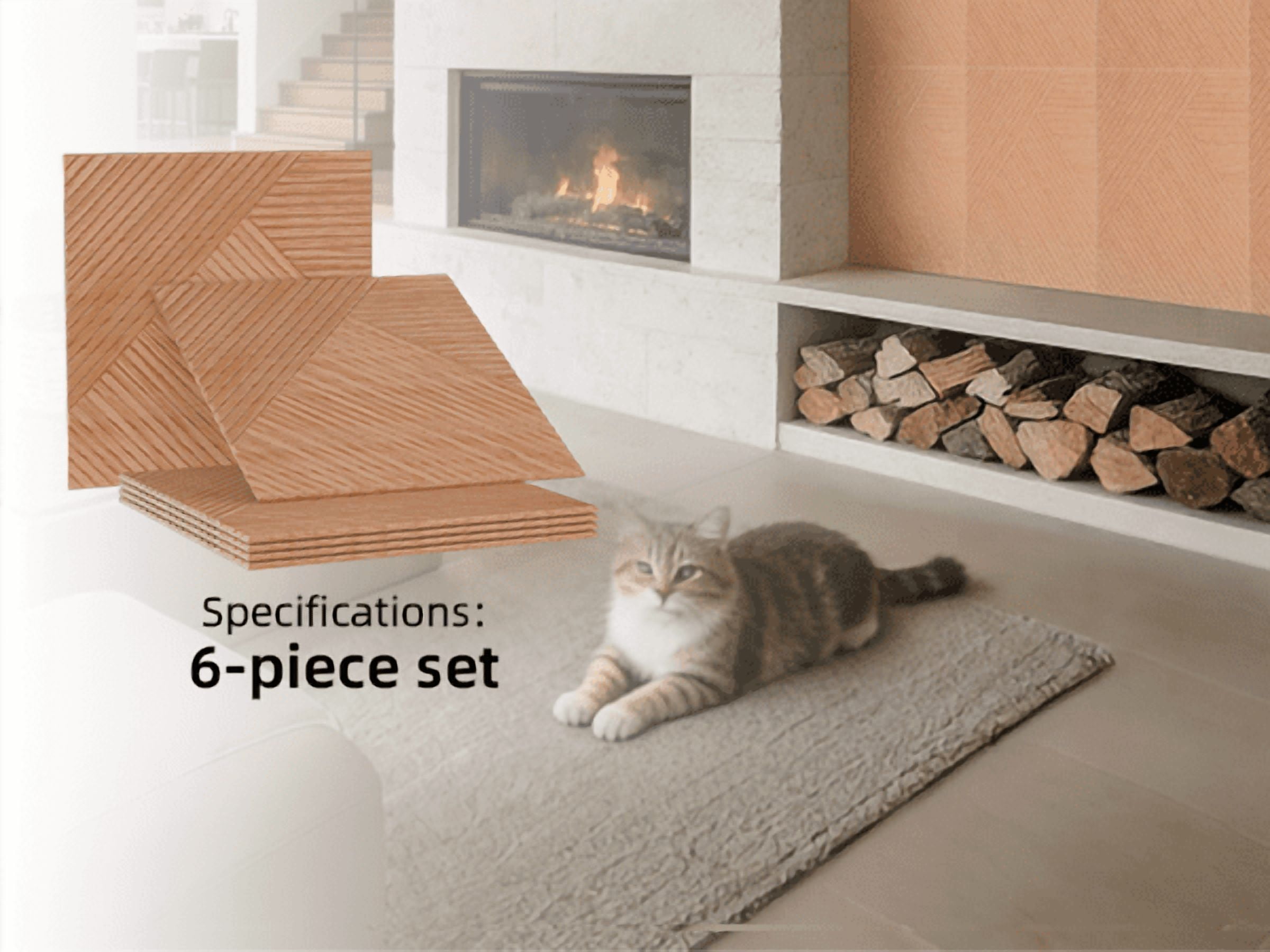 6 Pack Large Acoustic Panels, 23.6*23.6 Inch Decorative Sound Absorbing Panels, Noise-Reducing and Flame-retardant for Studio, Home (Triangle Log Light )