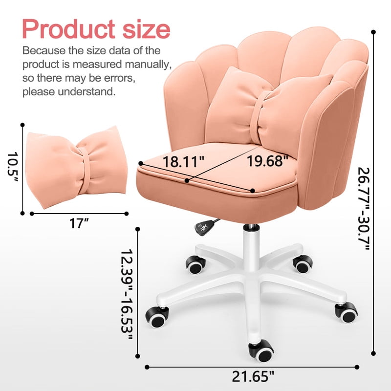 Height Adjustable Office Computer Desk Chairs,Modern Fabric Home Butterfly Chairs,Cute Petal Makeup Chairs for Girls and Women，Pink
