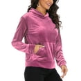 thumbnail image 5 of Women's Velour Athleisure Soft Hoodie Sweatshirt Winter Warm Pullover Hooded Long Sleeve Loose Sweatshirts & Hoodies Outwear, 5 of 8