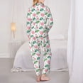 thumbnail image 3 of KLL Lotus Flower Print Women's Long Sleeve Pajamas with Pants Sleepwear Loungewear 2 Set-Small, 3 of 8