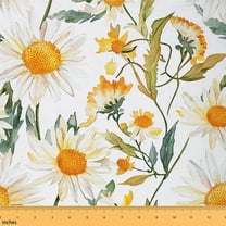 Castle Fairy Flower Daisy Fabric by the Yard 3 Yards,Rustic Floral Sewing Fabric,Spring Graden Fabric for Sewing,Super Cozy Room Decor