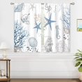 thumbnail image 4 of Blue Ocean Beach Kitchen Curtains Nautical Coastal Starfish Seashell Small Window Treatment Underwater Cafe Short Window Curtains for Bathroom Dining Room Blue Sea Treatment Drape 27.5x39 inch, 4 of 6