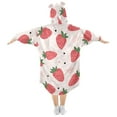 thumbnail image 2 of Dailycode Wearable Blanket Hoodie Oversized Sherpa Flannel Blankets with Pocket for 3-14 Year Old Cartoon Strawberry, 2 of 7