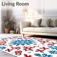 thumbnail image 2 of ODIKA 2'x3' Machine Washable Non-Slip Area Rug, Nordic Yuletide Elephant with Starburst and Interlocking Snowflake High Traffic Rug with Pad, Blue, 742344, 2 of 8