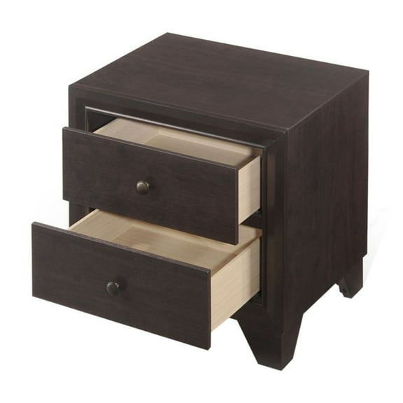 Knubmt 2 Drawer Nightstand with Handle, Wooden Beside Table for Living Room, Bedroom, Dark Brown