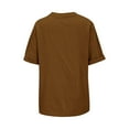 thumbnail image 6 of Tittly Womens Linen Shirt Linen Short Sleeve Shirt Women Linen Blouses for Women Womens Daily Casual Solid Short Sleeve V Neck Shirt Tops Blouse Brown, 6 of 9
