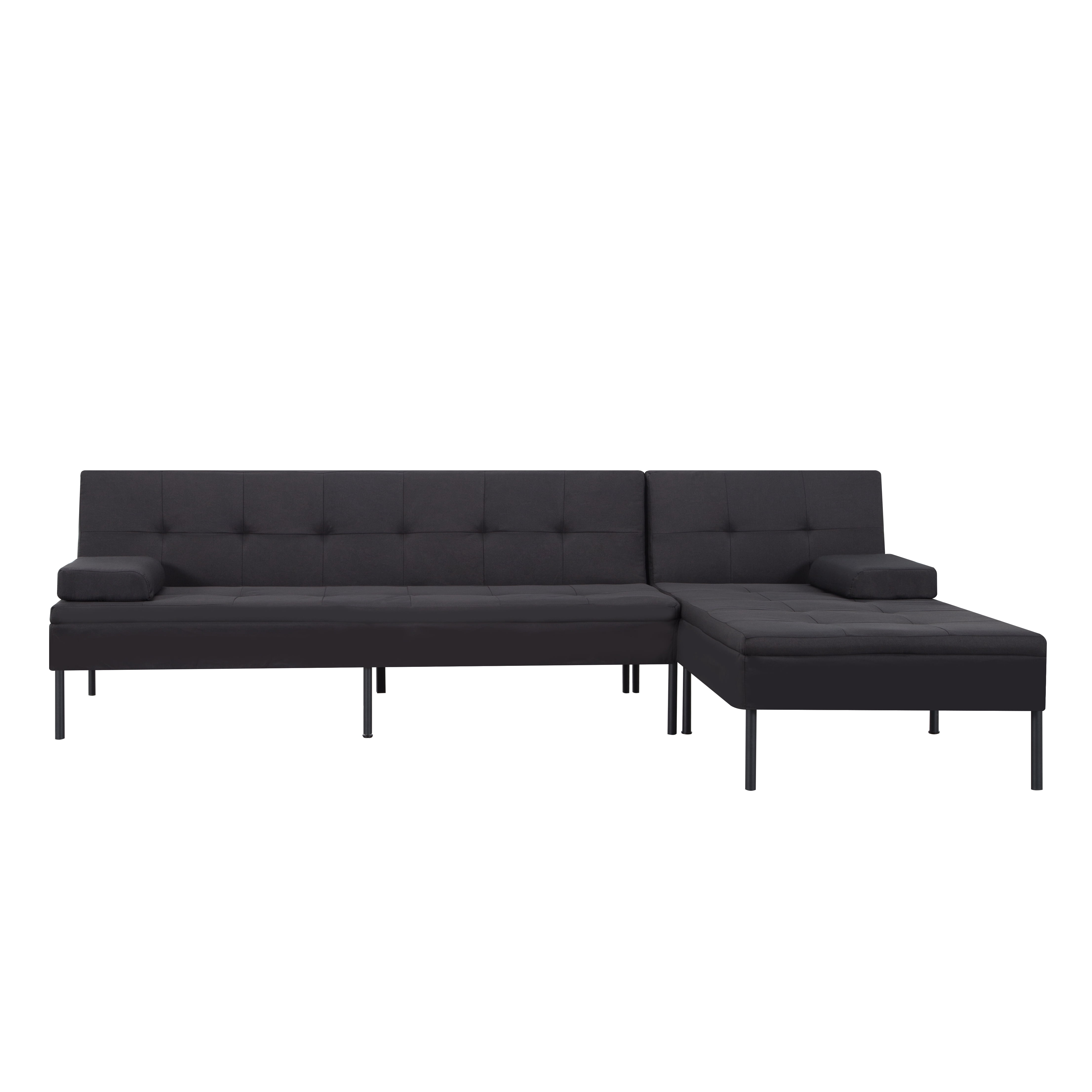 BSHTI 89.4" Convertible L-Shaped Sectional Sofa Bed with Reversible Chaise, 5-Position Adjustable Backrest, All-Iron Frame & 2 Armrest Cushions, Sectional Couches for Living Room