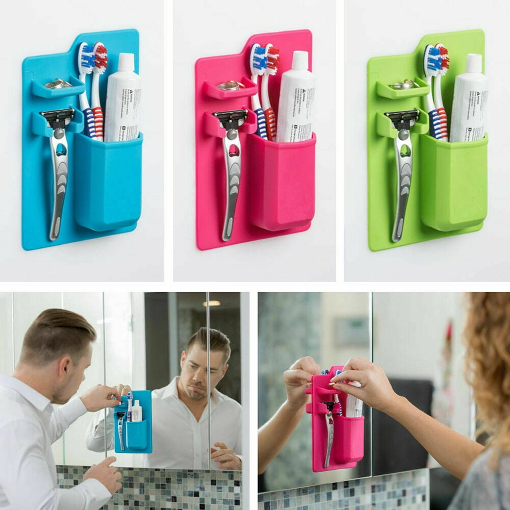 Home Bathroom Toothbrush Wall Mount Holder Sucker Suction Cup Toothpaste Storage 