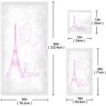 thumbnail image 2 of Coolnut 3 PCS Towel Cute Paris Eiffel Tower Cotton Bath Towel Set (1 Bath Towel, 1 Hand Towel, 1 Washcloth) for Bathroom, Super Soft and Quick Dry Towels, 2 of 6