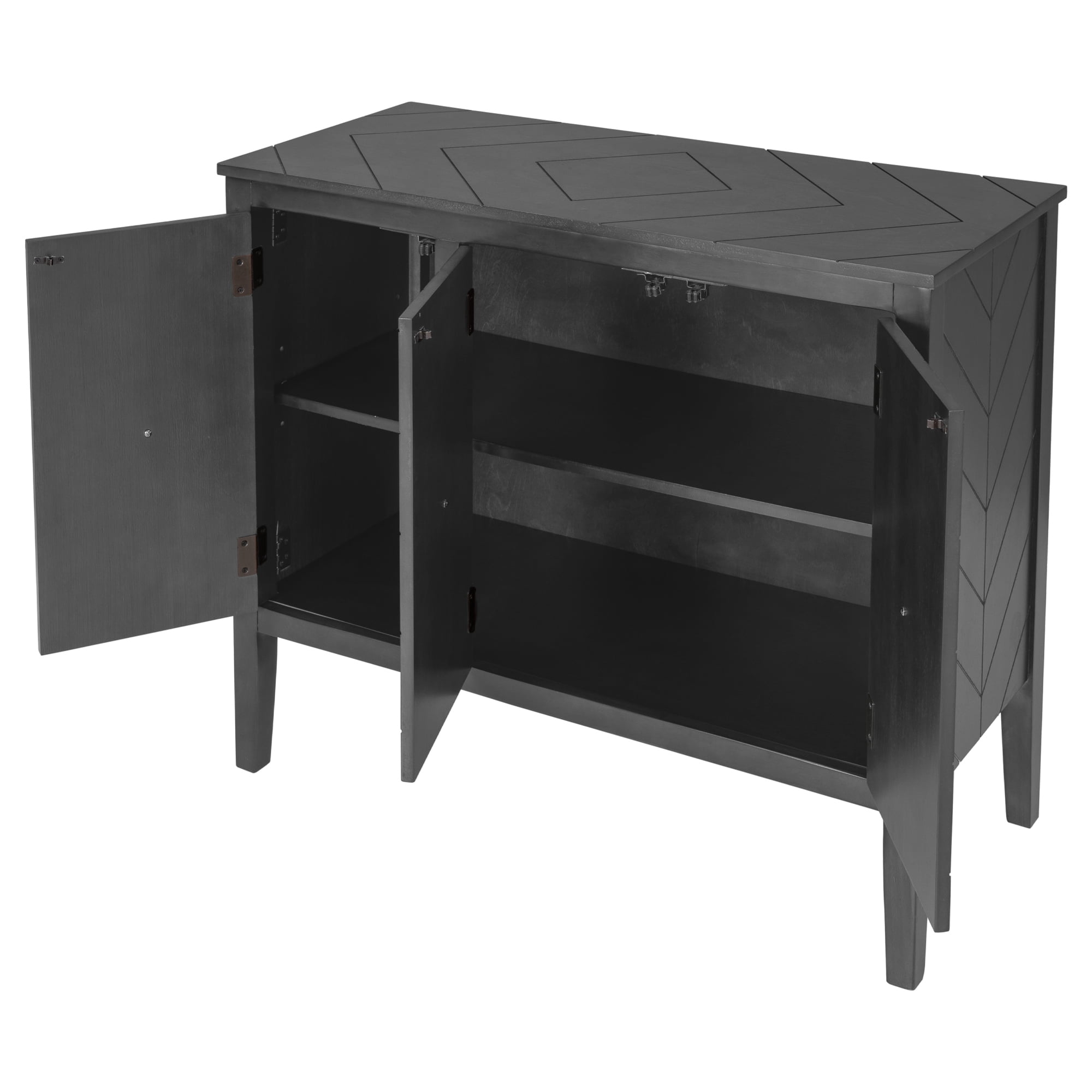 Harper & Bright Designs Wooden Accent Storage Cabinet, Console Table with Adjustable Shelf and 3 Antique Doors, Modern Sideboard Buffet Storage Cabinet for Entryway, Living Room, Bedroom, Gray