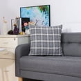 thumbnail image 5 of PiccoCasa Cotton Linen Throw Pillowcase 18"x18" Plaid Sofa Cushion Cover, Grey , Yellow, 5 of 6