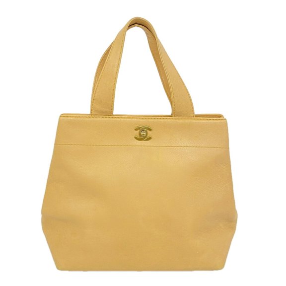 Pre-Owned Chanel Leather Tote Bag, Beige, Women's