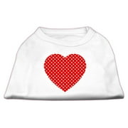 Pet Dog Cat Shirt Screen Printed, "Swiss Dots Red Heart"