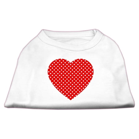Pet Dog Cat Shirt Screen Printed, "Swiss Dots Red Heart"