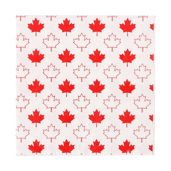 Way to Celebrate! Red And White Maple Leaf Paper Luncheon Napkins, 18ct