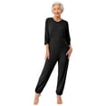 thumbnail image 4 of Aislor Women Care Dementia Clothing Alzheimers Anti-Strip Jumpsuit Nursing Nightwear with Zipper at Back and Leg Black L, 4 of 7