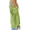 thumbnail image 3 of Plus Size Women Long Sleeve V-Neck Lace-Up Drawstring Cable Knit Sweater, 3 of 4