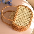 thumbnail image 2 of Bolso de pya para mujer, bolso de mimbre natural tejido a mano, verano retro Semicircur Zulema Bolso de paja, 2 of 8