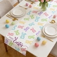thumbnail image 2 of Dining Room Table Runner Easter Bunny Print 30x180cm Linen, Festive Holiday Decor for Large Dining Room Table, Coffee Bar and Mantel, Colorful Egg and Bunny Design for Spring, 2 of 6