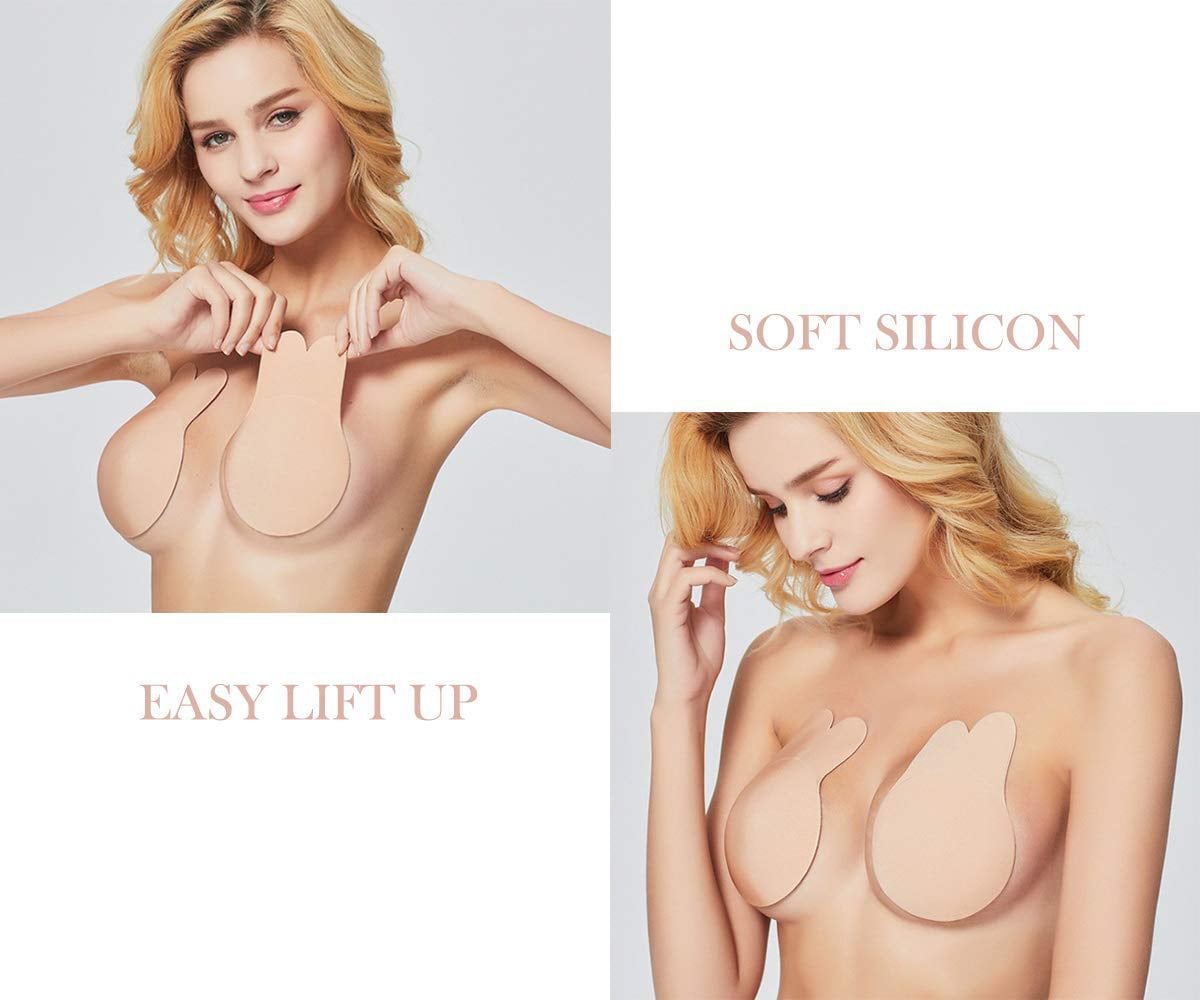 2pcs Invisible Bra,silicone Anti-drop Pasties Strapless Lift Up Bras  Pasties