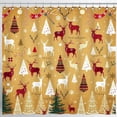 thumbnail image 1 of Whimsical Rideau de Douche de Noël Jaune Moutarde avec Arbres et Renne, 1 of 4