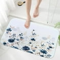thumbnail image 2 of Navy Blue and Gold Flower Bath Mat Rug for Bathroom, Boho Watercolor Floral Leaves Cute Bathroom Floor Rugs Mats Non Slip Kitchen Indoor Decor Decoration Accessories 17X29 Inches, 2 of 3